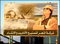 Poster of Muammar Al Qadhafi (BBC)