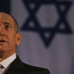 Israeli Prime Minister Ehud Olmert makes a speech